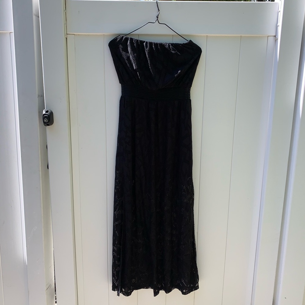 NWT Aqua Bloomingdales Black Strapless Dress Med